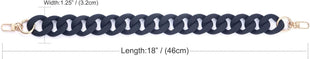 AUMEY Large Flat Chain Strap - Acrylic Luxury Handbag Strap Fashionable Replacement Purse Clutches Handles for DIY Crafts, 15.7 inch of Each ... (02- Black)