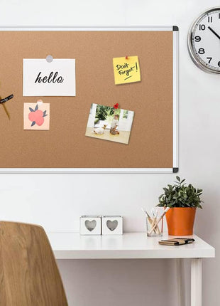 VIZ-PRO Cork Notice Board, 36 X 24 Inches, Silver Aluminium Frame