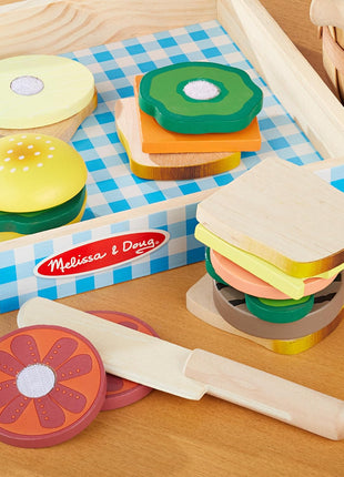 Melissa & Doug Wooden Sandwich-Making Pretend Play Food Set Food Toys for Kids Play Kitchen for Ages 3+