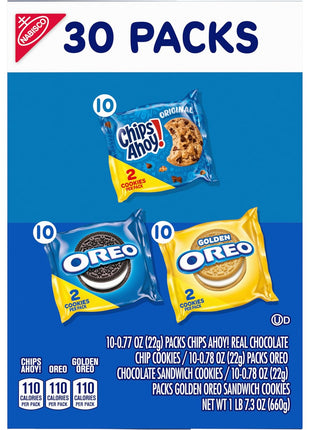 Nabisco Sweet Treats Cookie Variety Pack OREO & CHIPS AHOY!, 30 Snack Packs | 2 Cookies Per Pack, Individually Wrapped