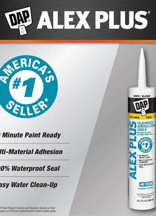 DAP INC 18152 10.1oz White Alex Plus Acrylic Latex Caulk with Silicone