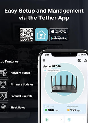 TP-Link Tri-Band BE9700 WiFi 7 Router (Archer BE600) – 10G Port, 2.5G Port, 3× 2.5G LAN, 320MHz Channel, Covers up to 2,600 sq. ft., 120 Devices, VPN, HomeShield Security