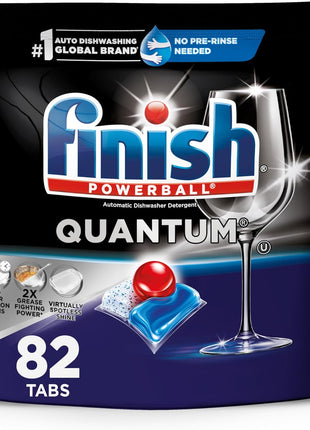 Finish Quantum Dishwasher Pods, No Pre-Rinse Dishwasher Detergent Soap Removes 24HR Dried-On Stain and Grease, Leaving a Virtually Spotless Shine, 82 Count