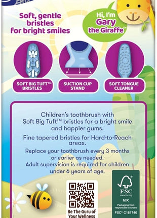 GuruNanda Kids Toothbrush with Suction Cup & Fun Animal Designs   Soft Bristles for Healthy Gums  Non Slippery & Mess Free Toothbrush, 3+ Age  4 Count