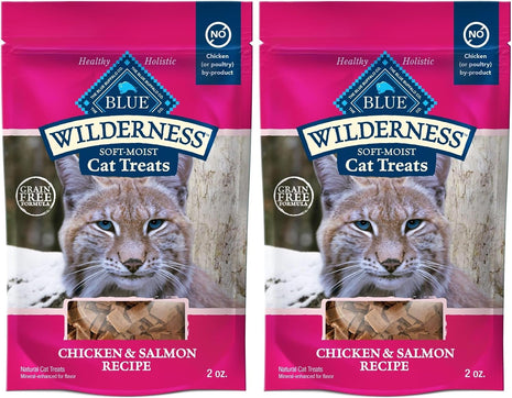Blue Buffalo Wilderness Grain Free Soft-Moist Chicken & Salmon Cat Treats,2-oz. Bag,(Pack of 2)