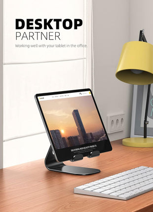 Lamicall Tablet Stand Adjustable, Tablet Stand : Desktop Stands Holder Gifts Compatible with Tablets Such as iPad 2018 Pro 9.7, 10.5, Air Mini 4 3 2, Kindle, iPhone 17 Max, E-Reader (4-13'')- Black