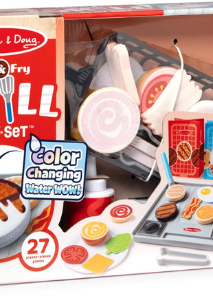 Melissa & Doug Flip & Fry Grill Play Set with Water Wow!® Kids Kitchen Playset with Color Changing Play Food, Preschool Toys for Girls & Boys Ages 3+