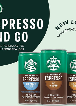 Starbucks Ready to Drink Coffee, Espresso & Cream Light , 6.5oz Cans (12 Pack) (Packaging May Vary)