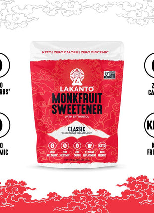 Lakanto Monk Fruit Sweetener with Erythritol, White Sugar Substitute From Monk Fruit Extract, Classic White Sugar Replacement for Baking, Coffee & Tea, Gluten Free, Low Carb, Non GMO, Keto (3 lb)