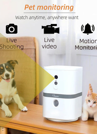 Petalk AI II Dog Camera with Auto Treat Dispenser, No Subscription Fee, 1080p HD, 180° Full-Room View 2-Way Audio, Night Vision, 2.4GHz WiFi Only