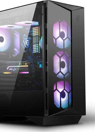 MSI MPG GUNGNIR 110R - Premium Mid-Tower Gaming PC Case - Tempered Glass Side Panel - 4 x ARGB 120mm Fans - Liquid Cooling Support up to 360mm Radiator - Two-Tone Design