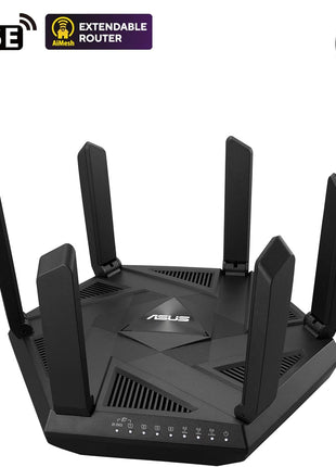 ASUS RT-AXE7800 Tri-Band WiFi 6E (802.11ax) Router, 6GHz Band, ASUS Safe Browsing, Upgraded Network Security, Instant Guard, Built-in VPN Features, Parental Controls, 2.5G Port, AiMesh Support