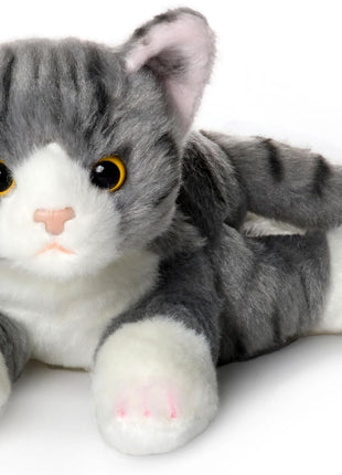 Bearington Lil' Socks Cat Stuffed Animal - 8" Realistic Cat Plush Toy - Soft Gray Striped Plush Cats with Lifelike Details for Kids, Toddlers, and Kitten Lovers - Adorable Gift for Kids