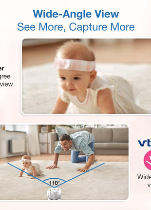 VTech Smart WiFi Baby Monitor, 2 Cameras – See Both Rooms at Home or from Anywhere, Free App, 1080p Split Screen, 5inch HD Screen, Pan-Tilt-Zoom, Night Vision | VM901-2