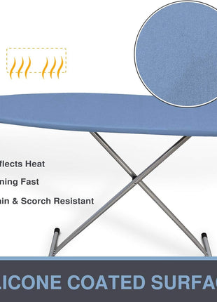VividPaw Ironing Board Cover and Pad, Standard Size 15x54, Thick Padding | Elastic Edge, Silicone Coated, Scorch Resistant, Adjustable Fastener, Heavy Duty Padded Iron Board Covers (Blue)