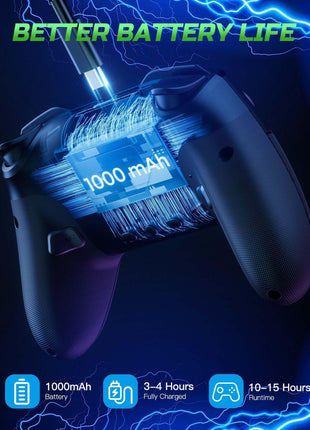 VOYEE Switch Controllers Compatible with Switch/Lite/OLED/PC Windows, Programmable RGB Lightning LED, Wireless Pro Controller with One Key Pairing/Wake Up/Turbo/Vibration