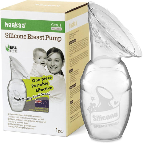haakaa Manual Breast Pump for Breastfeeding 4oz/100ml | Premium Silicone Made, Portable & Flexible, One-piece Design, Lightweight, On-the-Go, BPA Free, PVC-free, phthalate-free