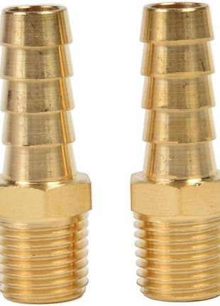 2 Pack Brass Hose Fitting, Adapter, 3/8 inch Barb x 1/4 inch NPT Male Pipe