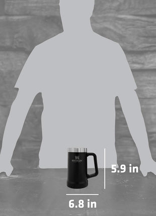 STANLEY Stay-Chill Beer Stein 24 oz | Heavy Duty Big Grip Handle | Beer Tumbler Drink Cup, Holds 2 Cans | Insulated Stainless Steel Party Mug | BPA-Free | Matte Black