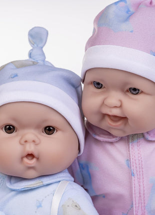 Twins 13" Realistic Soft Body Baby Dolls | JC Toys - Berenguer Boutique | Twins Gift Set with Removable Outfits and Accessories | Pink and Blue | Caucasian | Ages 2+