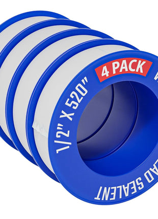 D-NYX Teflon Tape 4 Rolls 1/2 Inch(W) X 520 Inches(L) Teflon Duct Sealant Tape for Shower Head, Plumbing Thread Tapes, Water Pipe Sealing Plumbers PTFE Thread Seal, Pipe Dope Plumbers Accessories
