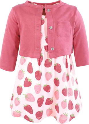 Hudson Baby Girls' Cotton Dress and Cardigan Set, Enchanted Forest, 18-24 Months