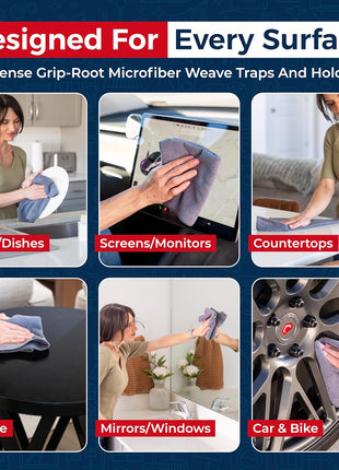 USANOOKS Microfiber Cleaning Cloth Grey - 12 Pcs (12.5 inchx12.5 inch) - High Performance - 1200 Washes, Ultra Absorbent Microfiber Towel Weave Grime & Liquid for Streak-Free Mirror Shine - Car Washing Cloth