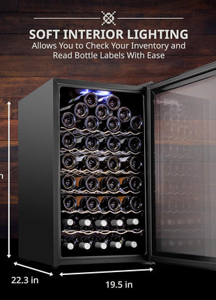 Ivation 51 Bottle Compressor Wine Cooler Refrigerator with Wi-Fi Smart App Control Cooling System | Large Freestanding Wine Cellar Fridge For Red White Champagne or Sparkling, Black Glass Door & Lock