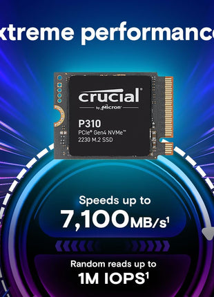 Crucial P310 2TB M.2 2230 SSD, PCIe Gen4 NVMe, Up to 7,100MB/s, Ideal for Steam Deck, ASUS ROG Ally, MSI Claw, Mini PCs & Ultrabooks, Solid State Drive - CT2000P310SSD2