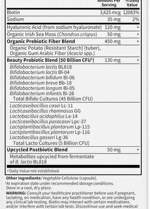 Garden of Life Dr. Formulated Beauty Probiotics with Biotin, 50B CFU, 60ct | Hyaluronic Acid and Pre, Pro & Postbiotics - Skin Health, Hair & Nails, Non-GMO, Gluten-Free, Vegetarian