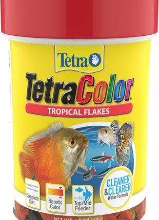 TetraColor Tropical Flakes, Color Boosting Fish Food, Nutritionally Balanced Diet for Tropical Fish, 7.06 oz