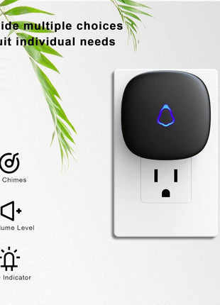 SECRUI Wireless Doorbell, Easy installation, Waterproof, Adjustable Volume, 58 Chimes, Colorful LED, 1000Ft Range, M520+F55, Black