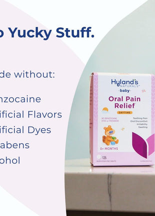 Hyland's Baby Nighttime Oral Pain Relief Tablets - 125-Count, Up to 62 Doses - Baby and Toddler Soothing Tablets with Chamomile for Discomfort, Irritability & Swelling