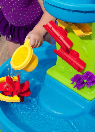 Step2 Rain Showers Splash Pond Toddler Water Table, Outdoor Kids Water Sensory Table, Ages 18+ Months, 13 Piece Water Toy Accessories, Blue & Green