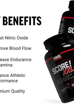 Force Factor Score! XXL Nitric Oxide Booster Supplement for Men | with L-Citrulline, Horny Goat Weed, Black Maca & Tribulus Terrestris, Increase Energy & Blood Flow, 60 Tablets, 2-Pack