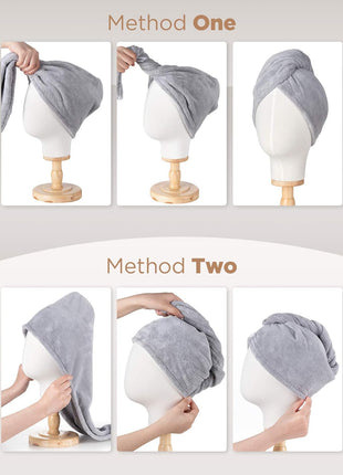 Hicober Microfiber Hair Towel, 3 Packs Hair Turbans for Wet Hair, Drying Hair Wrap Towels for Curly Hair Women Anti Frizz (Blue,Grey,Pink)