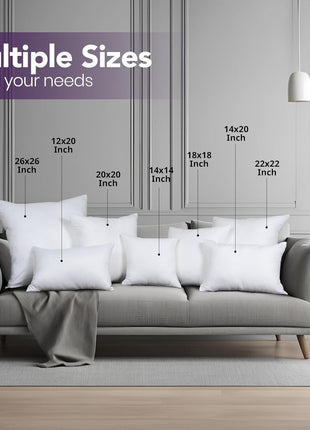 Utopia Bedding 18x18 Pillow Inserts, White Throw Pillows for Couch, 2 Pack | Indoor cushion inserts for bed, sofa & couch, Supportive & fluffy decorative pillows for everyday comfort, Set of 2, White