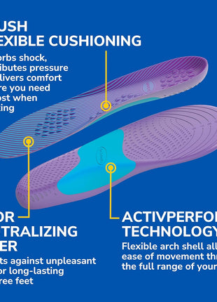 Dr. Scholl's Walk Longer Insoles for Women - Comfortable Plush Foam Cushioning Inserts for Walking, Hiking, and Standing on Feet All-Day with Arch Support - Walk 50% Longer Without Muscle Fatigue
