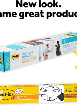 Post-it Dry Erase Whiteboard Film Surface for Walls, Doors, Tables, Chalkboards and More, Removable Sticky White Board , Stain-Proof, Easy Installation, 6 x 4 ft Roll