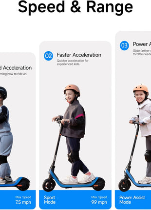 Segway Ninebot Kids eKickScooter, Kids Electric Scooter with Cruise Mode, Adjustable Handlebar Height (C2 Pro Only), for Riders Up to 132 lbs, UL-2272 2271 Certified