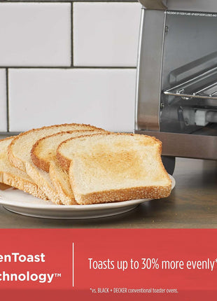 BLACK+DECKER 4-Slice Toaster Oven with Natural Convection, Stainless Steel, TO1760SS (TO1760SST-1)