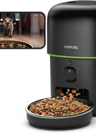 Automatic Cat Feeder with Camera - 5G WiFi Auto Cat Food Dispenser, 1080P HD Video with Night Vision, 1-15 Meals, 1-99 Portions, 2-Way Audio, Keeps Food Fresh, Timed Pet Feeder Also for Dogs