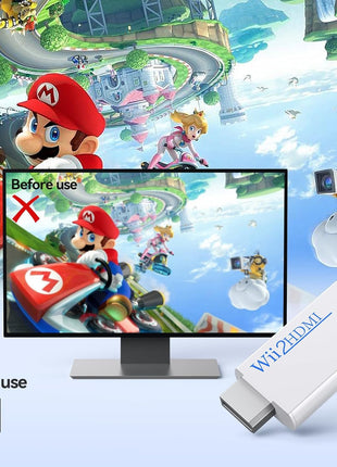 GANA Wii to HDMI Converter, 1080P Wii HDMI Adapter with 3.5mm Audio Jack | Plug and play, supports all Wii display modes, compatible with Wii/Wii U, HDTVs, monitors and projectors.
