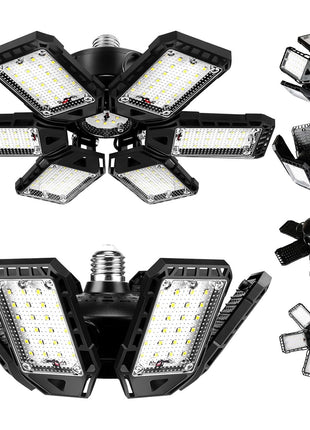 LED Garage Lights Bulb 2 Pack 180W 18000LM 6500K Led Shop Light with 6 Plus 1 Deformable Panels Basement Barn Ceiling Lights for E26/E27