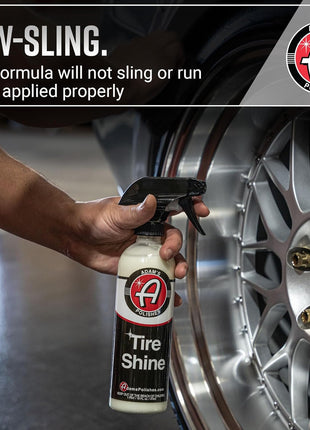 Adam's Tire Shine 16oz - Tire Dressing Spray with Added SIO2 for Rubber Protection, Gives A Glossy Wet Look & No Sling