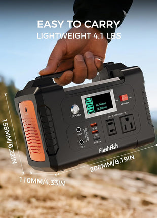 Flashfish 200W Portable Power Station 151Wh, 400W Peak Solar Generator with 110V AcOutlet, 2 DC & 3 USB Ports, Backup Battery for CPAp Camping, Home, Outdoor EmergencyPower supply