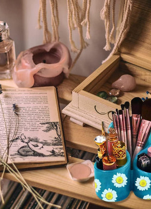 Resin Molds Silicone Storage Box Mold, Unique Makeup Organizer Trinket Container Epoxy Mold with 3 Slots, Pen Brush Holder Mould, Resin Clay Craft Making Home Ornament
