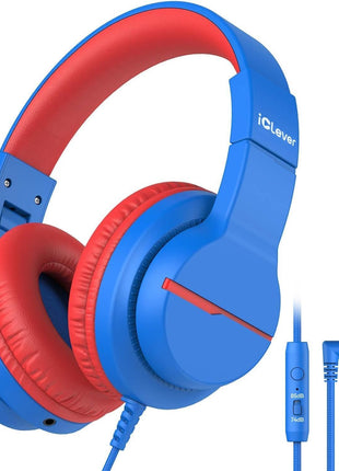 iClever HS19 Kids Headphones for School, Over-Ear for Toddler Boys Girls | SafeSound Tech, HD Mic Stereo Sound, Kids Headphones with Cord, FunShare Foldable 3.5mm Wired for iPad Computer Travel