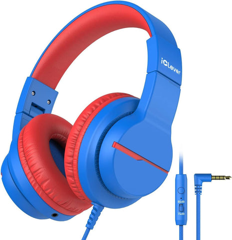 iClever HS19 Kids Headphones for School, Over-Ear for Toddler Boys Girls | SafeSound Tech, HD Mic Stereo Sound, Kids Headphones with Cord, FunShare Foldable 3.5mm Wired for iPad Computer Travel