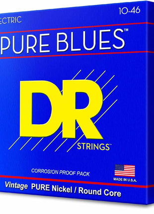 DR Strings - Pure Blues - Electric Guitar Strings 6-String Set - Medium 10-46 - Pure Nickel - 3 Pack - Electric Guitar Accessories (PHR-10-3PK)